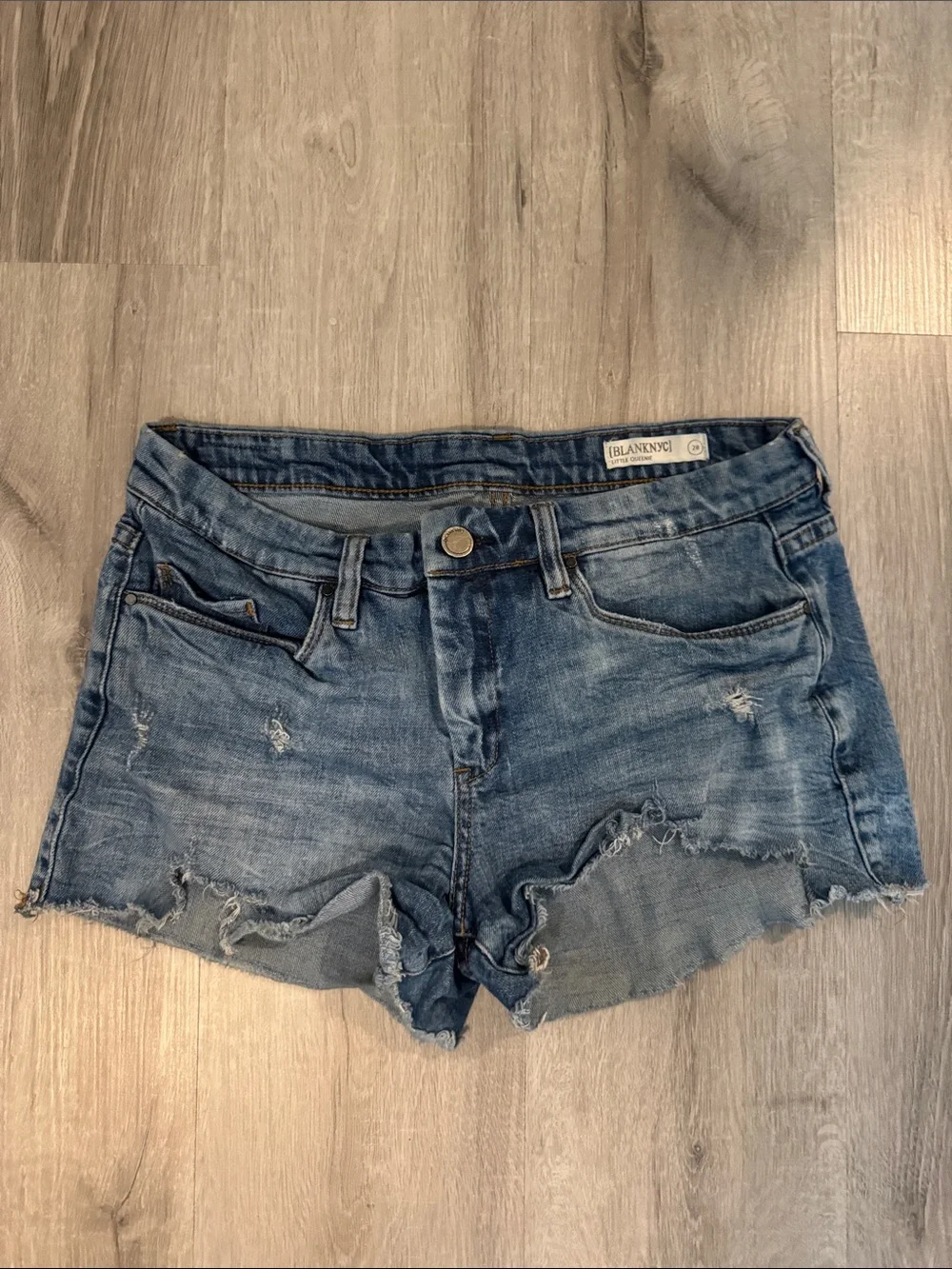 Blank NYC Distressed Light Blue Denim Cutoff Shorts